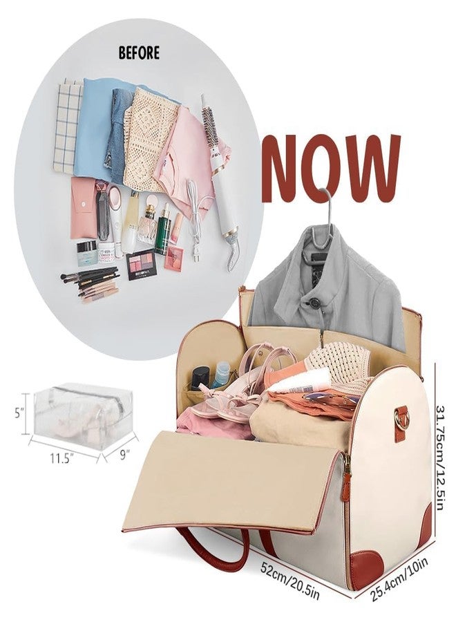 VATTU Leather Convertible Garment Bag for Travel, 2 in 1 Hanging Suitcase & Large Duffle for Women, Water Resistant Carry On with Shoe Pouch, Wrinkle Free Suit Travel Bag - Image 4